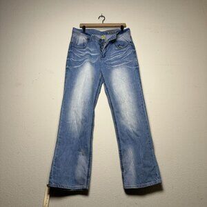 Y2K Faded Glory Denim Jeans Pants Western Men 34 Light Wash Straight Fit Punk
